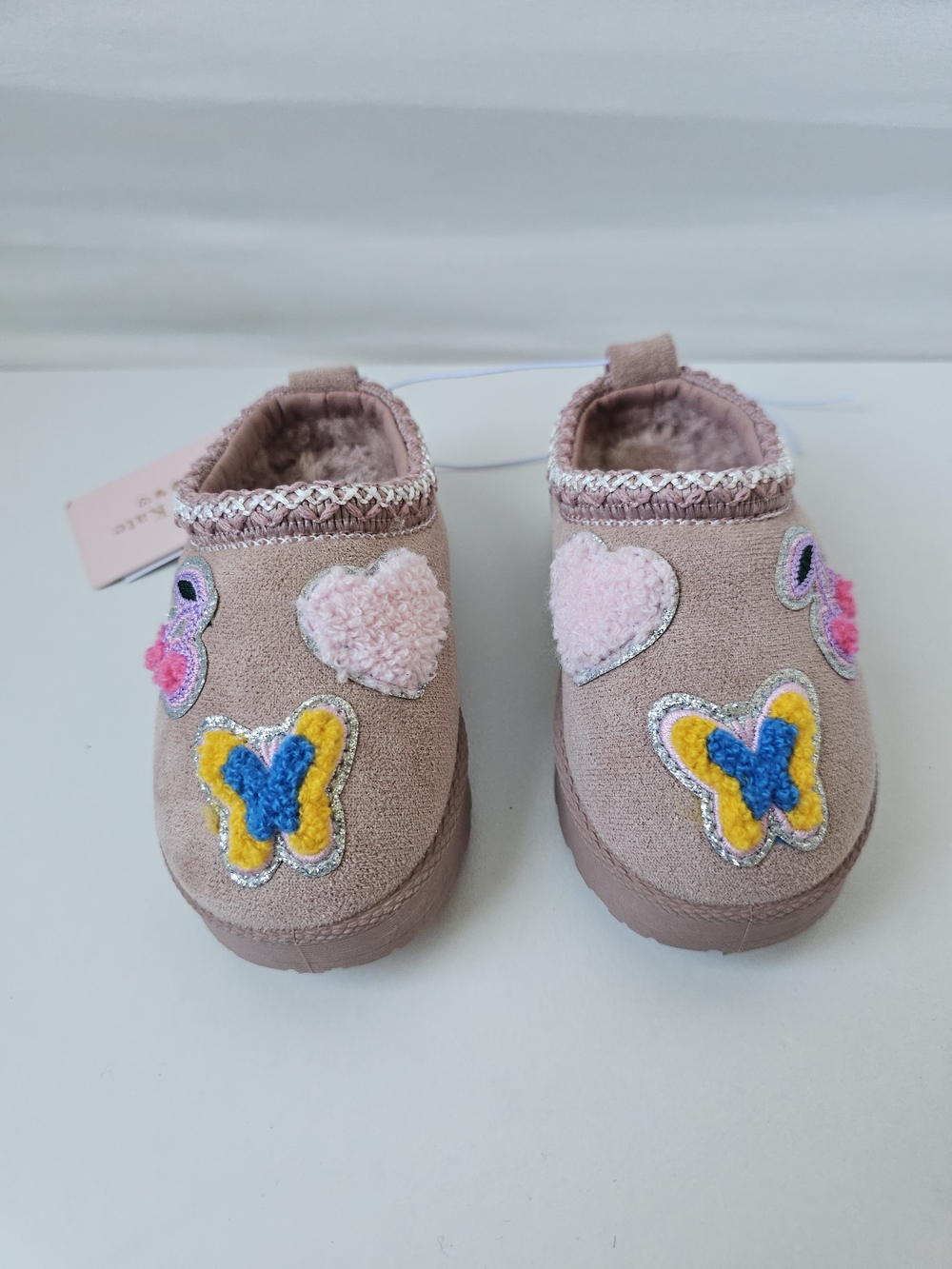 Olivia & Kate Girls Blush Multi Butterfly Cherry Slippers Mules Size 6 NIB